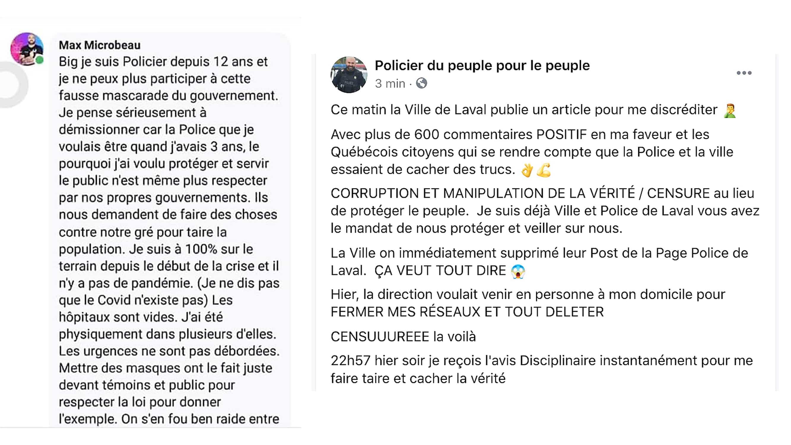 Propos controversés concernant la COVID-19 qu'il a tenu sur Facebook.