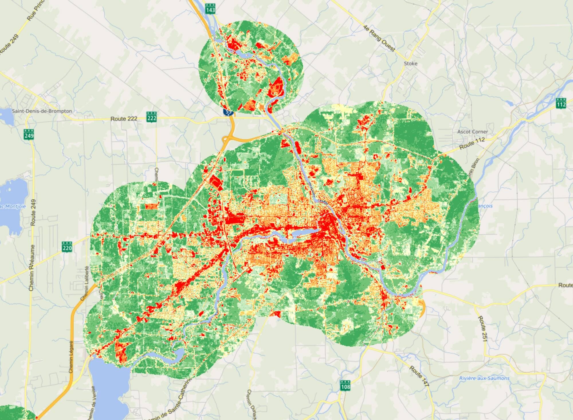 L’artère commerciale Wellington­­­ au centre-ville de Sherbrooke est particulièrement chaude.