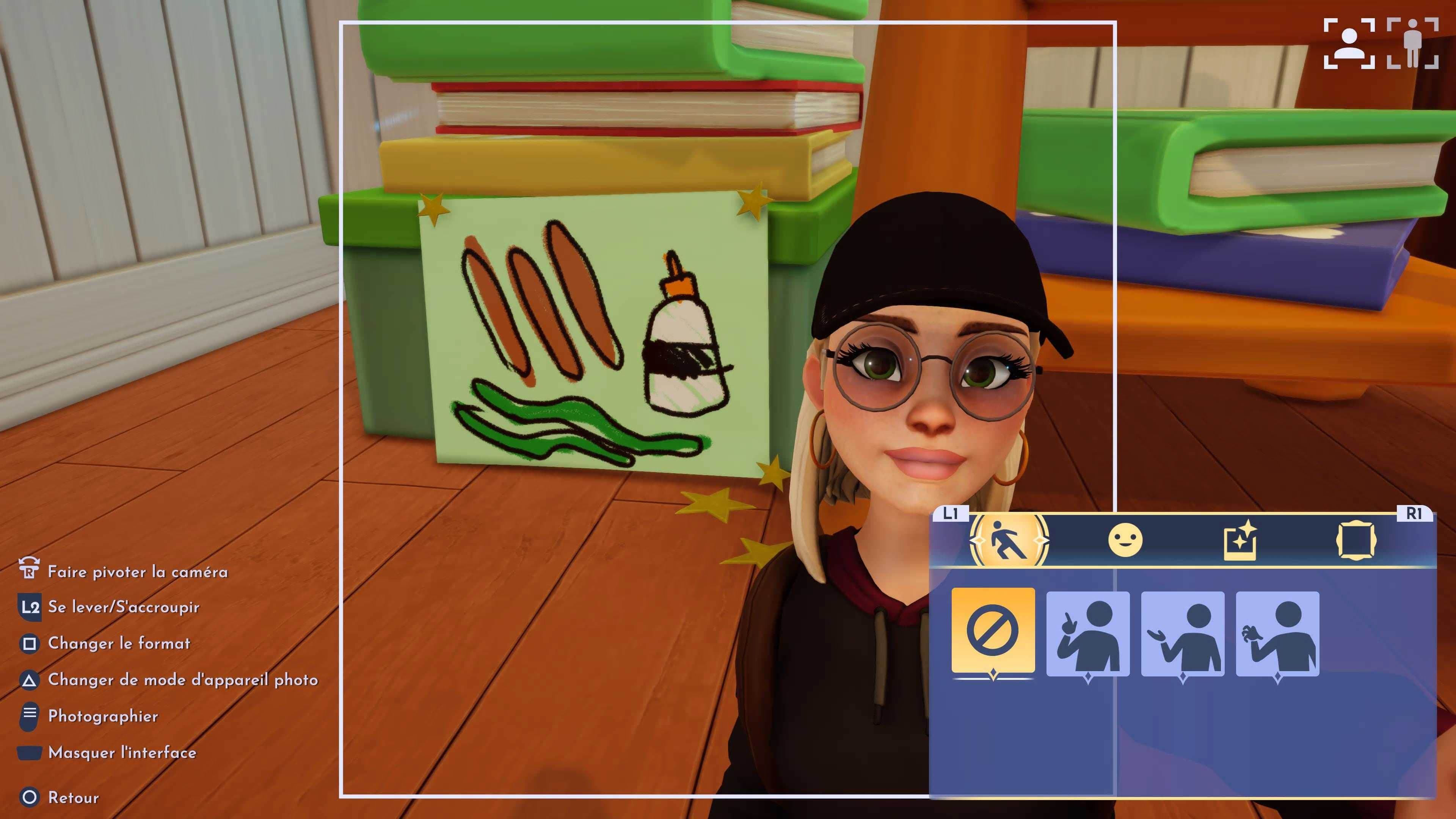 Un dessin fait par Bonnie. Les étoiles sont aux coins du papier.