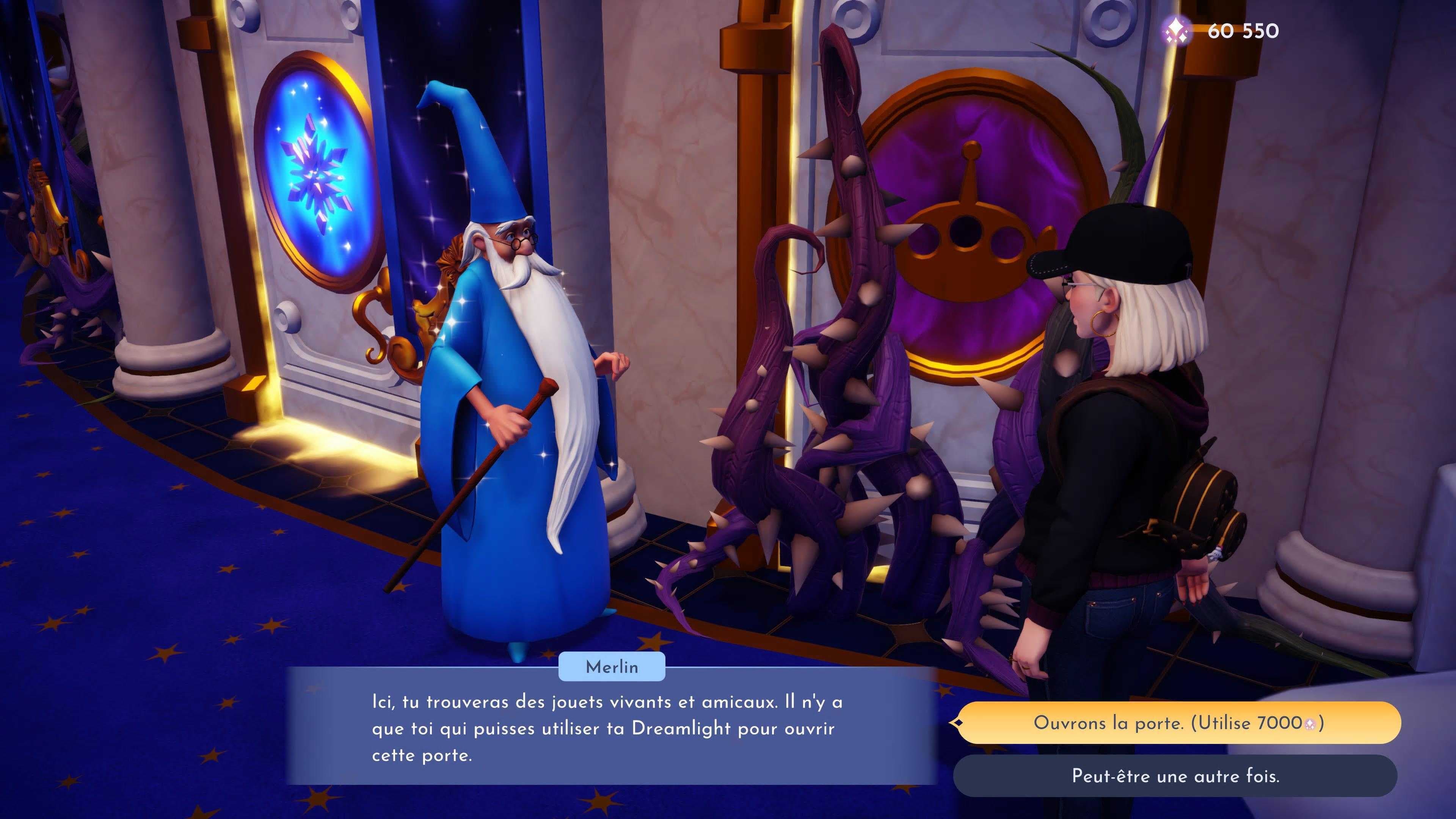 La porte vers le Royaume Toy Story, située au 2e étage du château.