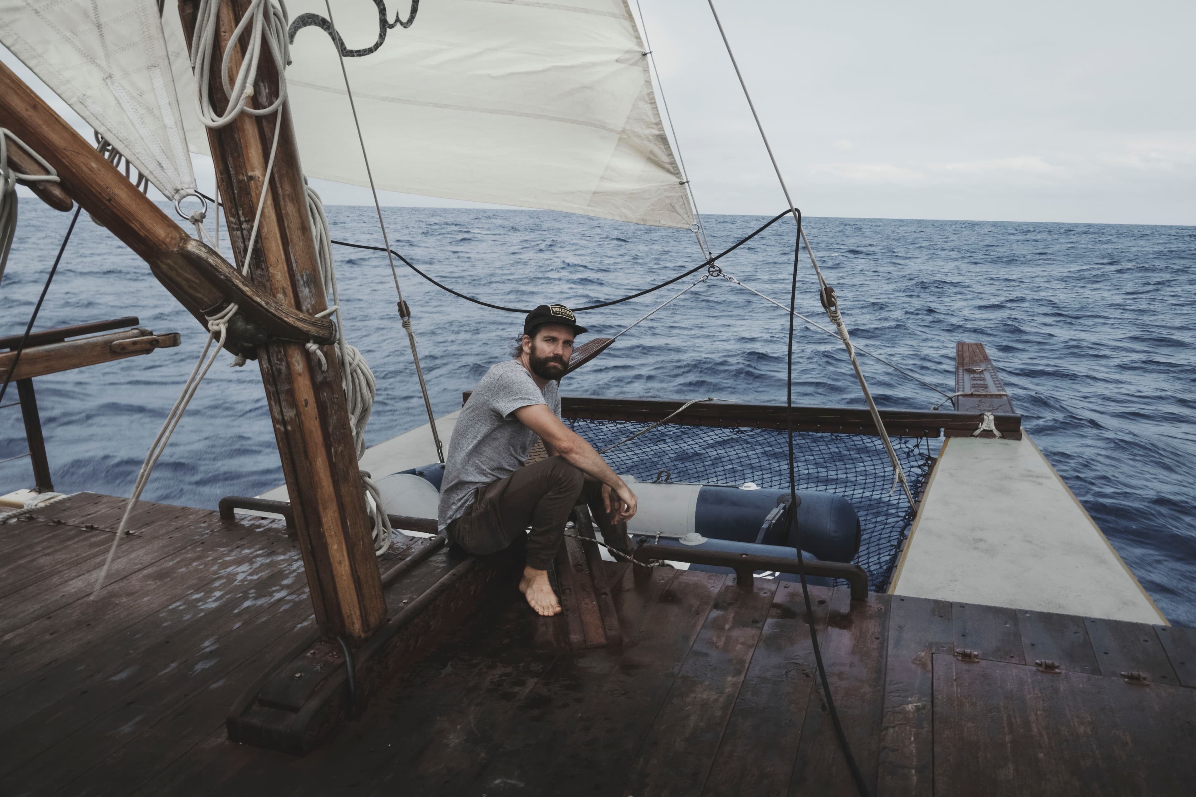 Guillaume Beaudoin lors de sa traversée du Pacifique.