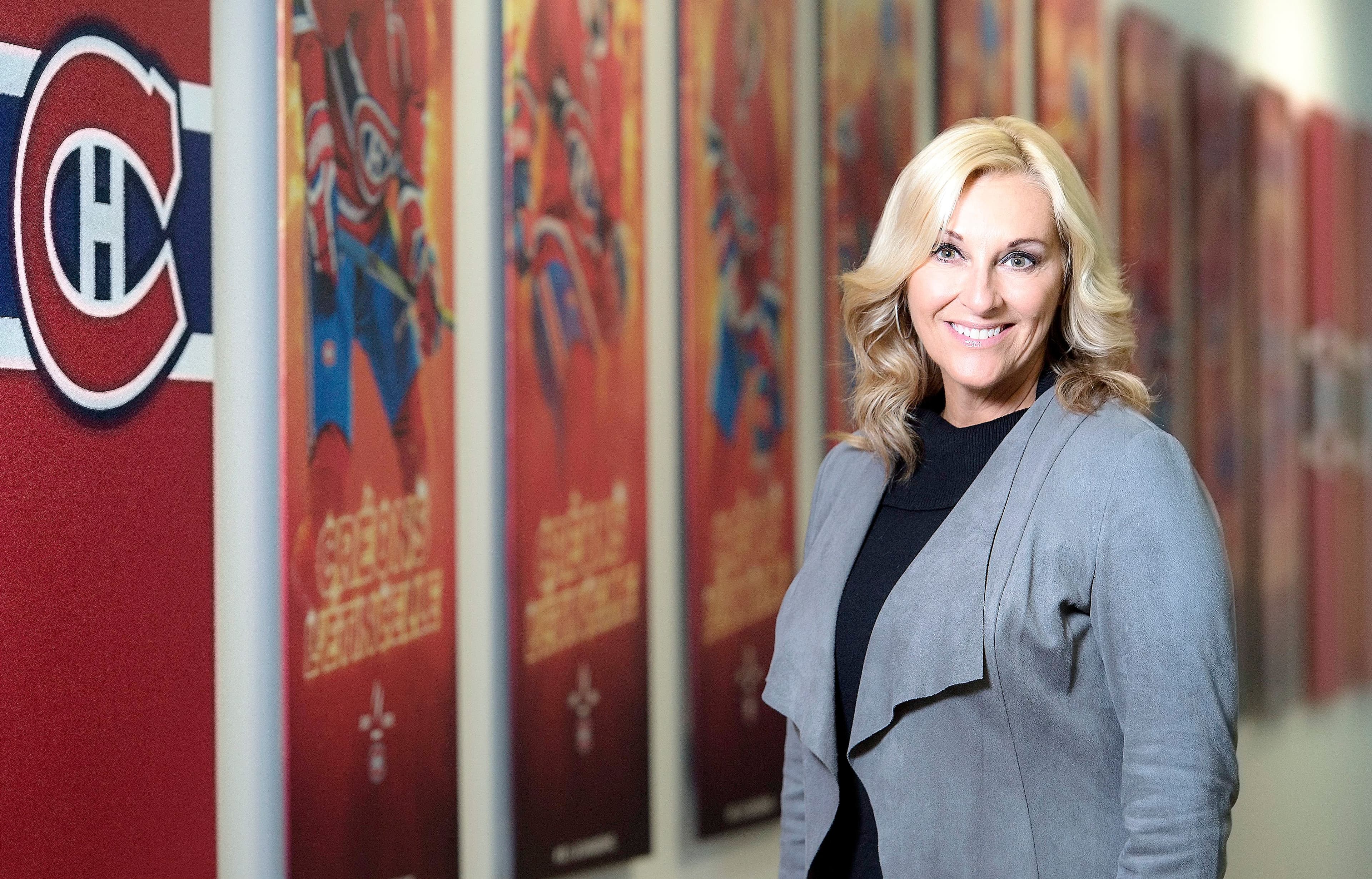 Chantal Machabée photographiée au Centre Bell dans le cadre de la Journée de la femme en 2018.