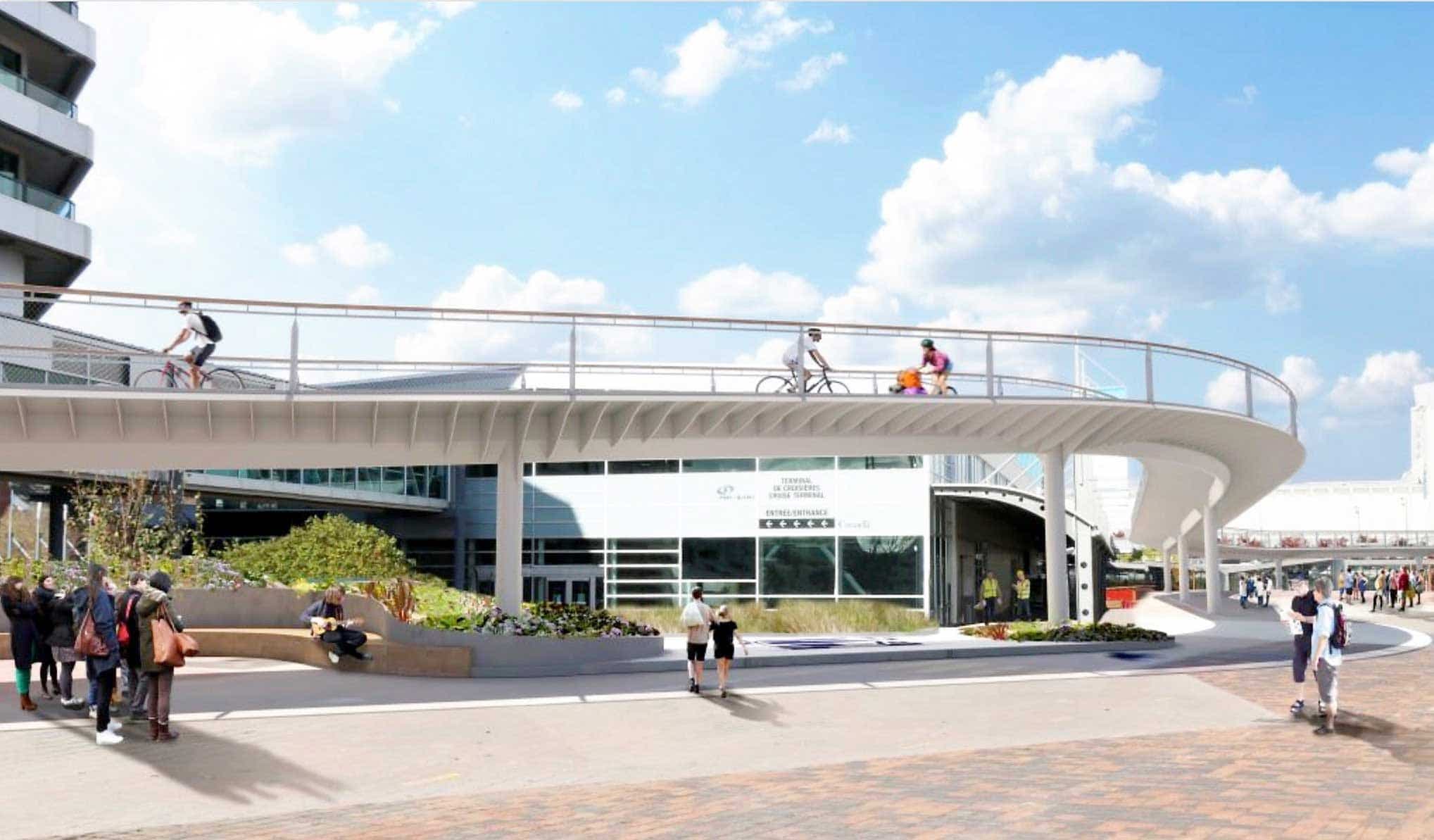 La passerelle devait être construite sur les quais 21 et 22, près du terminal de croisières du port, à Québec.