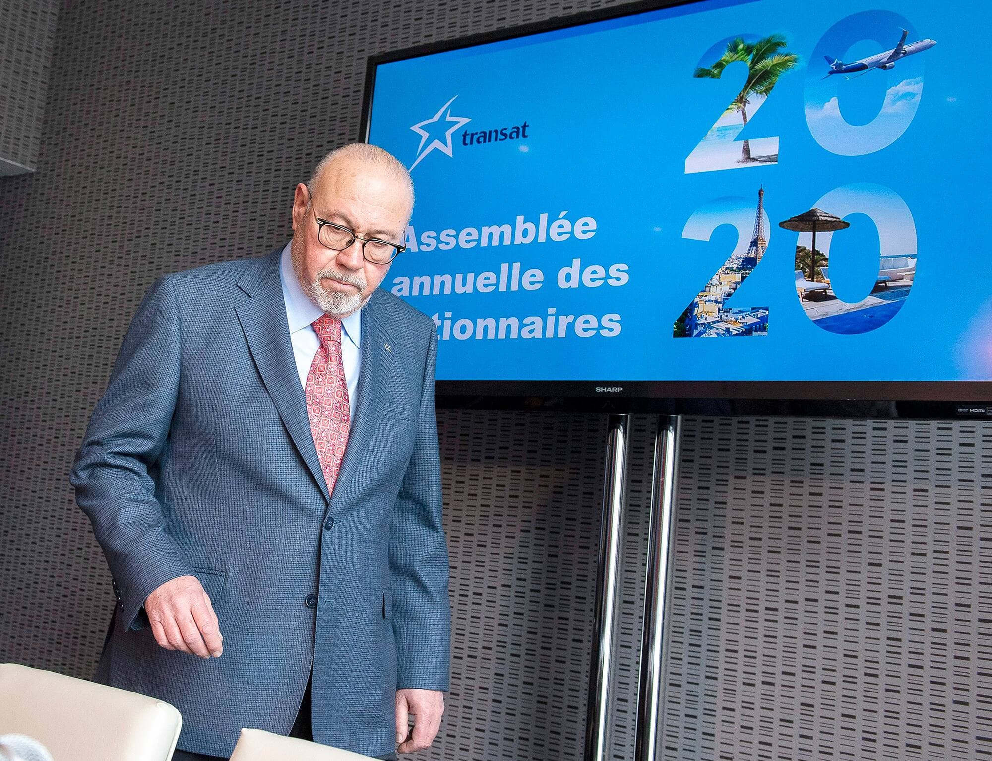 Air Canada avait déposé, en octobre dernier, une offre d’achat à 5 $ par action, approuvée par le conseil d’administration d’Air Transat en décembre. Toutefois, cette entente est désormais remise en question. Ici, le grand patron de Transat, Jean-Marc Eustache.