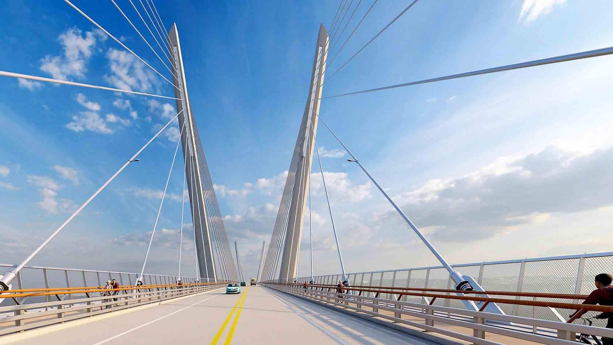 Le consortium Groupement Origine Orléans, auteur de la proposition lauréate, promet pour le futur pont de l’Île-d’Orléans «un pont de calibre international», qui offrira des «perspectives inédites» de l’île d’Orléans, de la ville de Québec et de la chute Montmorency. Sa structure haubanée sera aussi mise en lumière la nuit.