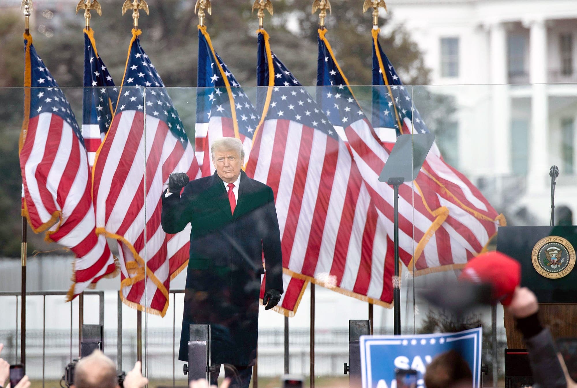 Le président sortant Donald Trump
lors du discours qu’il a prononcé
devant le Capitole mercredi dernier.