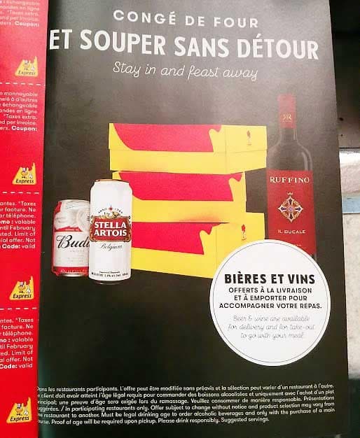 St-Hubert fait déjà, depuis peu, de la publicité concernant la vente d’alcool avec un repas.