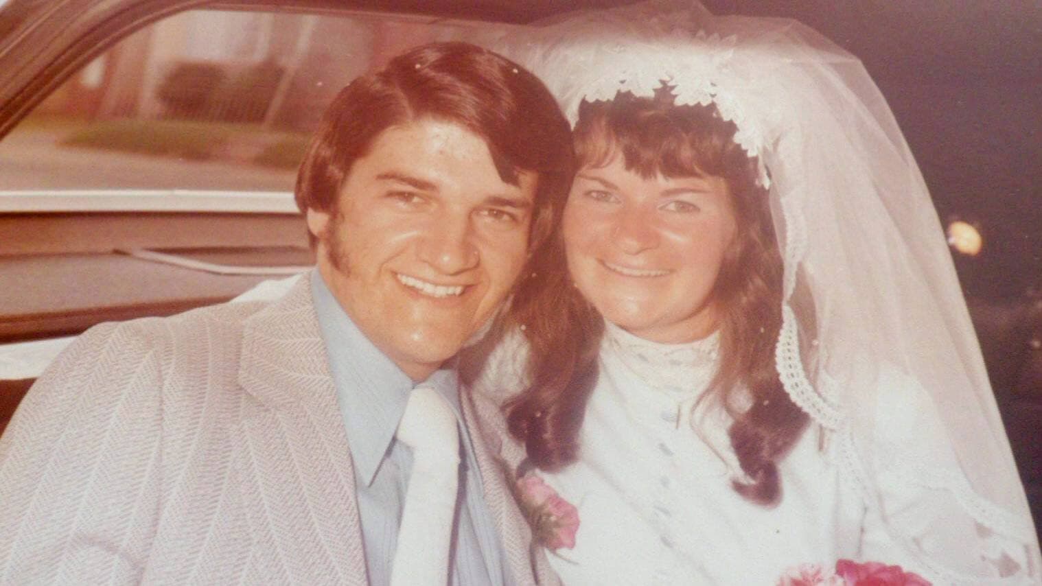 Le couple lors de son mariage, le 9 juillet 1972.