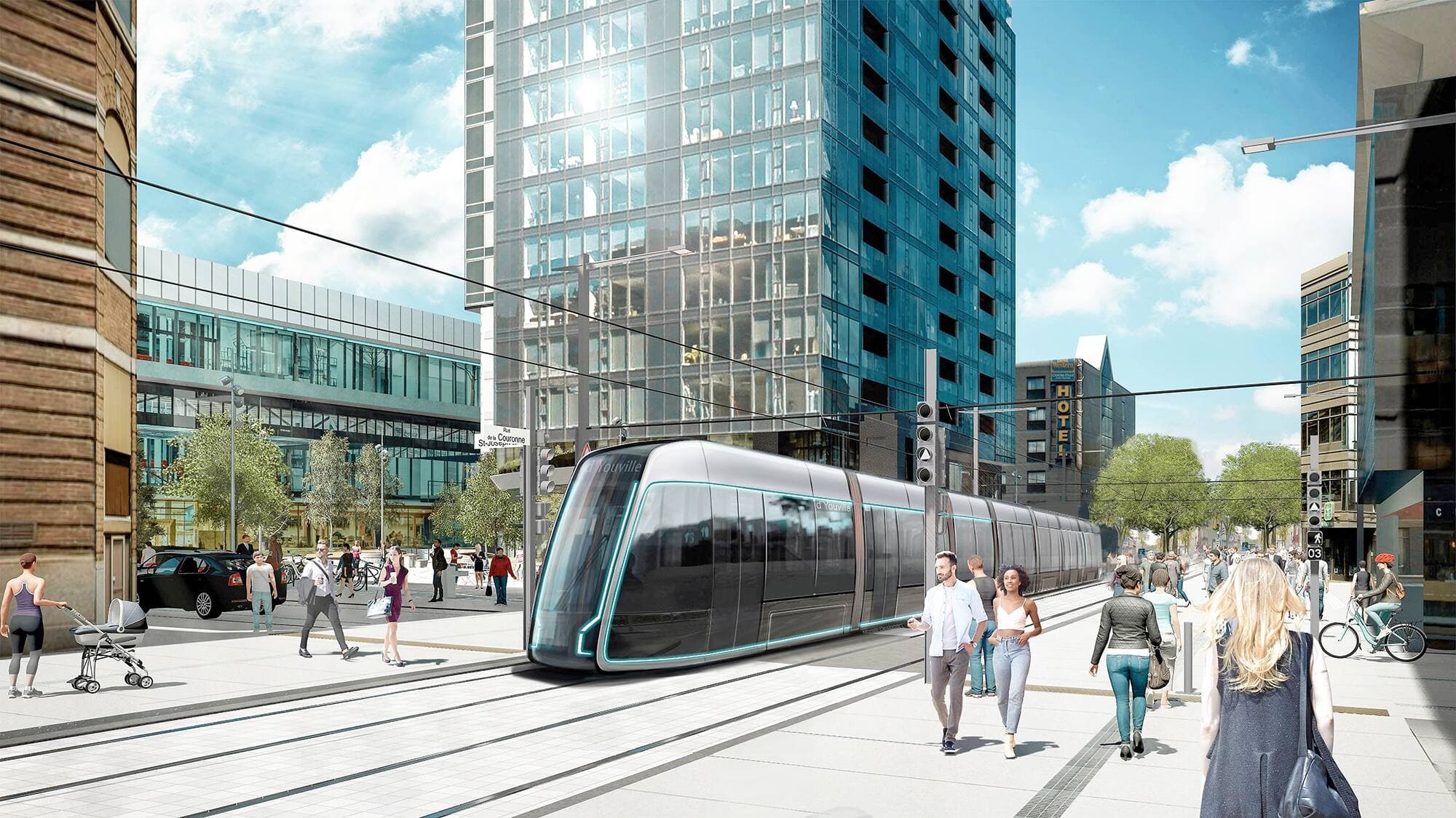 Le tramway doit être livré en 2026-2027. Ses deux extrémités seront situées dans les secteurs Le Gendre (à l’ouest) et D’Estimauville (à l’est), en passant notamment par le quartier Saint-Roch.