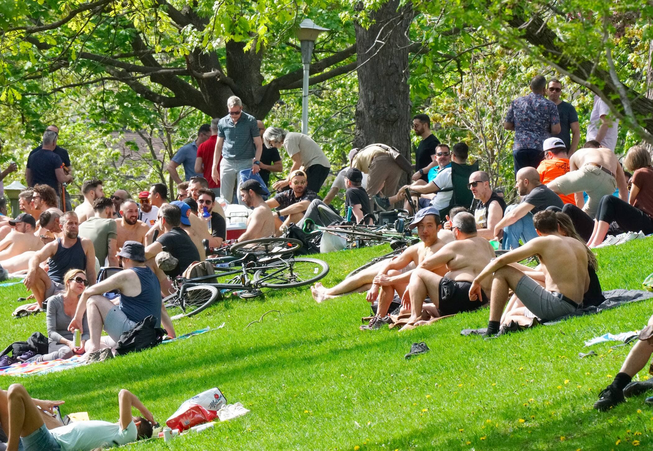 Il y avait foule samedi au parc La Fontaine, à Montréal. Mais peu de masques et de distanciation physique. Considérant les recommandations de la Santé publique fédérale, les espaces verts risquent encore d’être très prisés cet été.