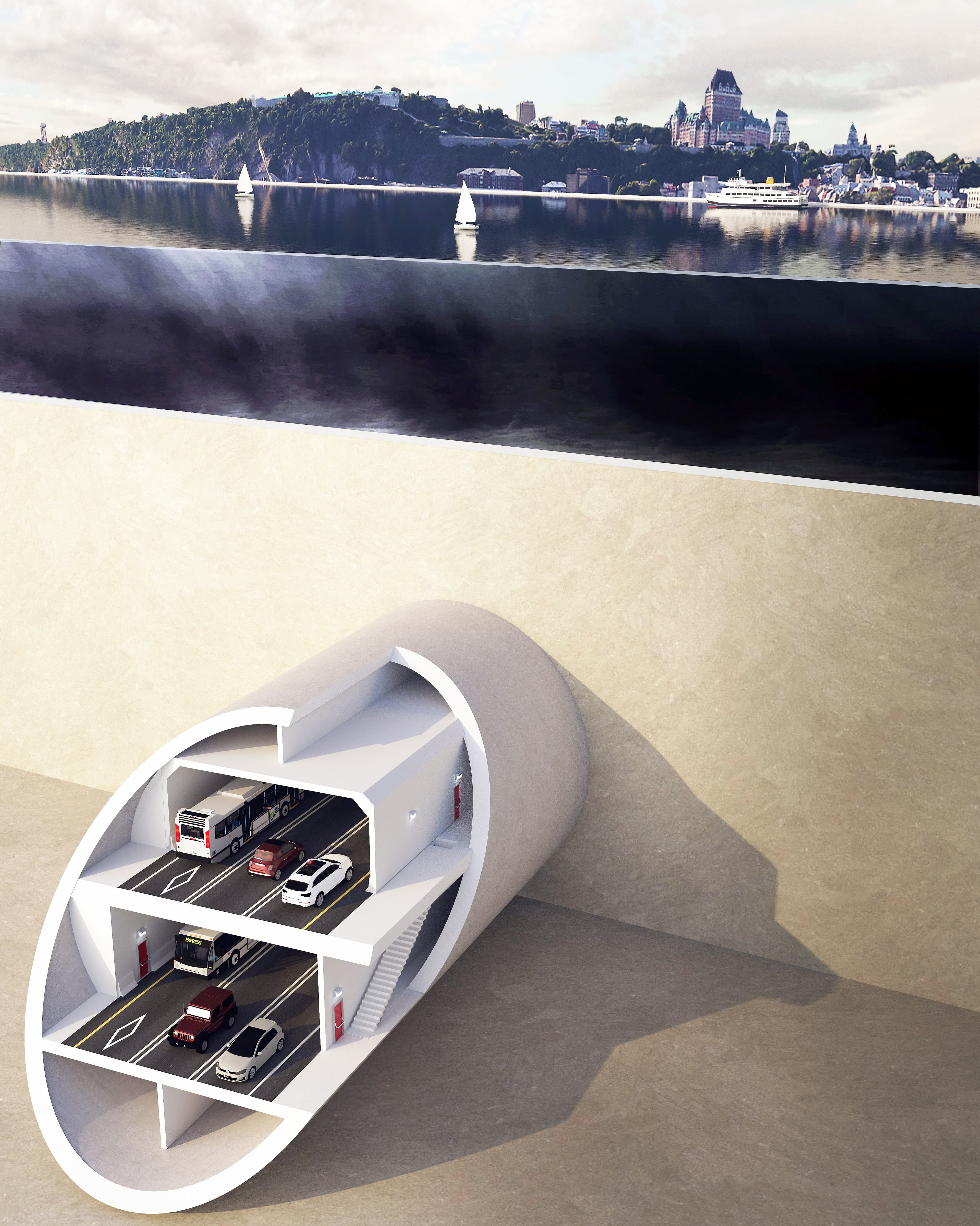 Les détails sur le tunnel Québec-Lévis ont été dévoilés le 17 mai par le ministre des Transports, François Bonnardel.