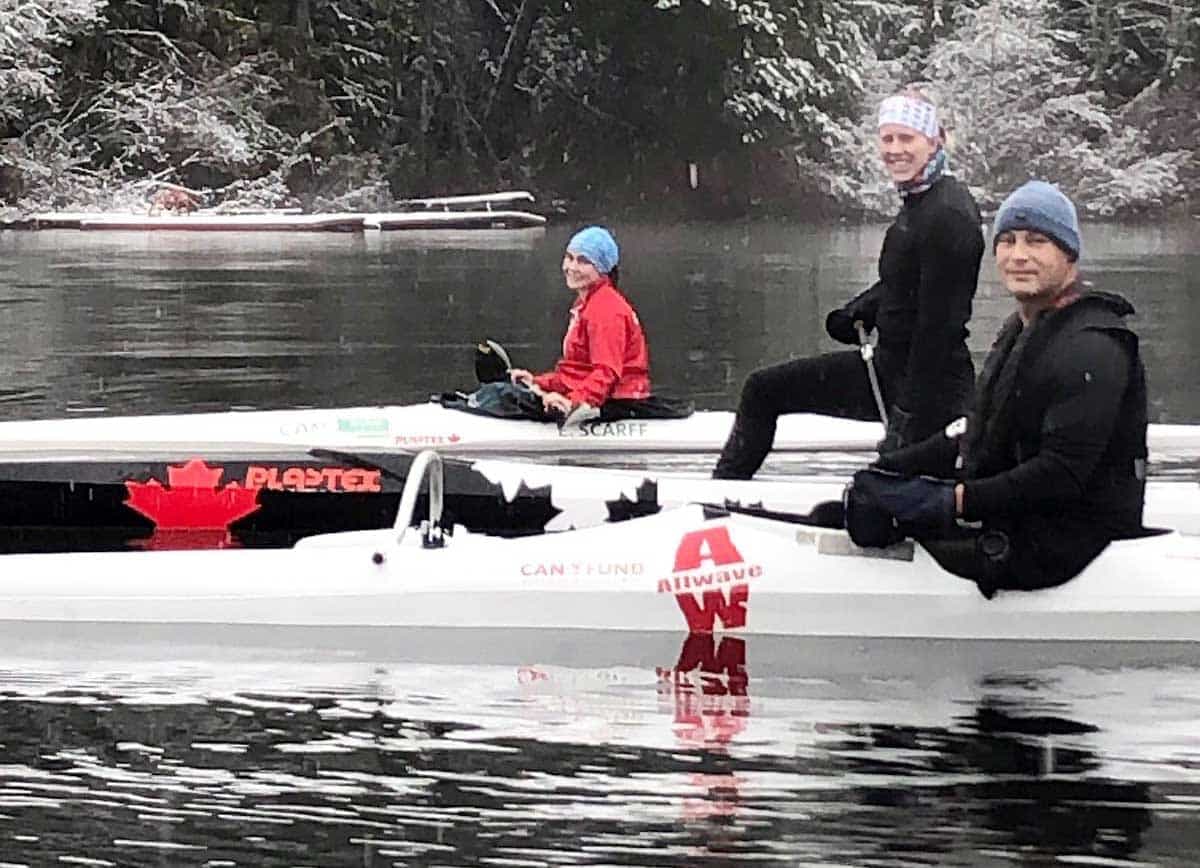 Laurence Vincent Lapointe (au centre) s’entraînait à Shawnigan Lake, en Colombie-Britannique, en janvier dernier en compagnie d’Erica Scarff et de Mike Trauner.