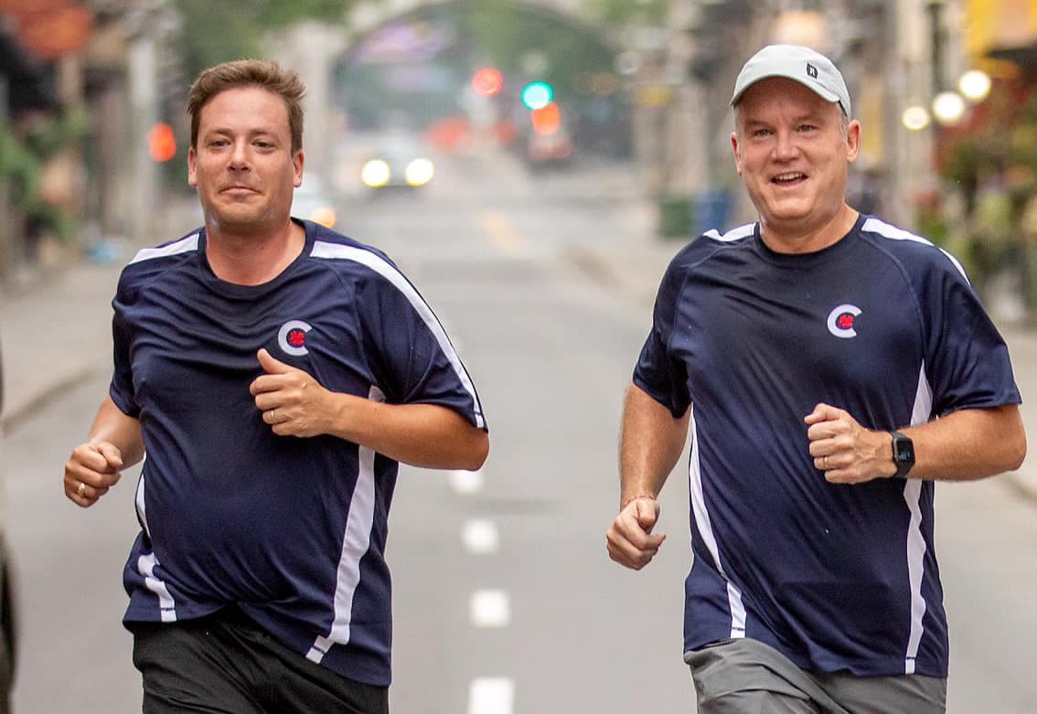 Le chef conservateur Erin O’Toole (à droite) et le candidat dans Beauport-Limoilou, Alupa Clarke, ont joggé récemment dans les rues du Vieux-Québec.