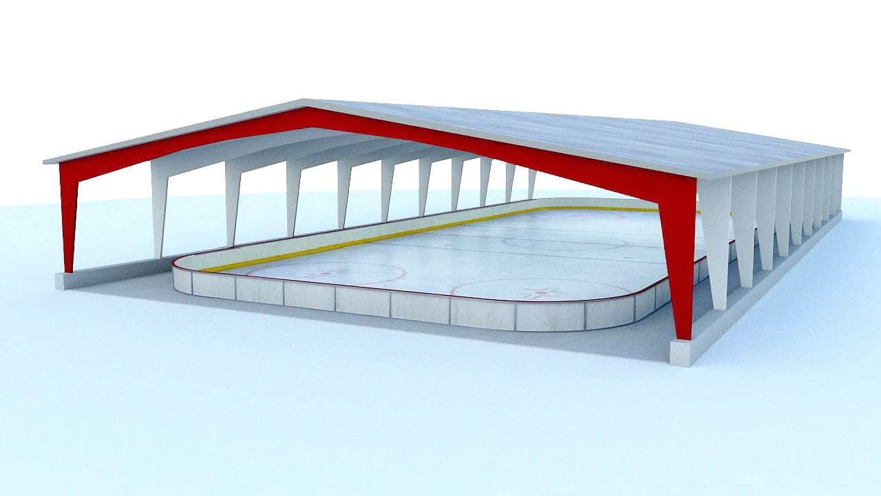 Un exemple du projet de patinoire extérieure couverte et réfrigérée.