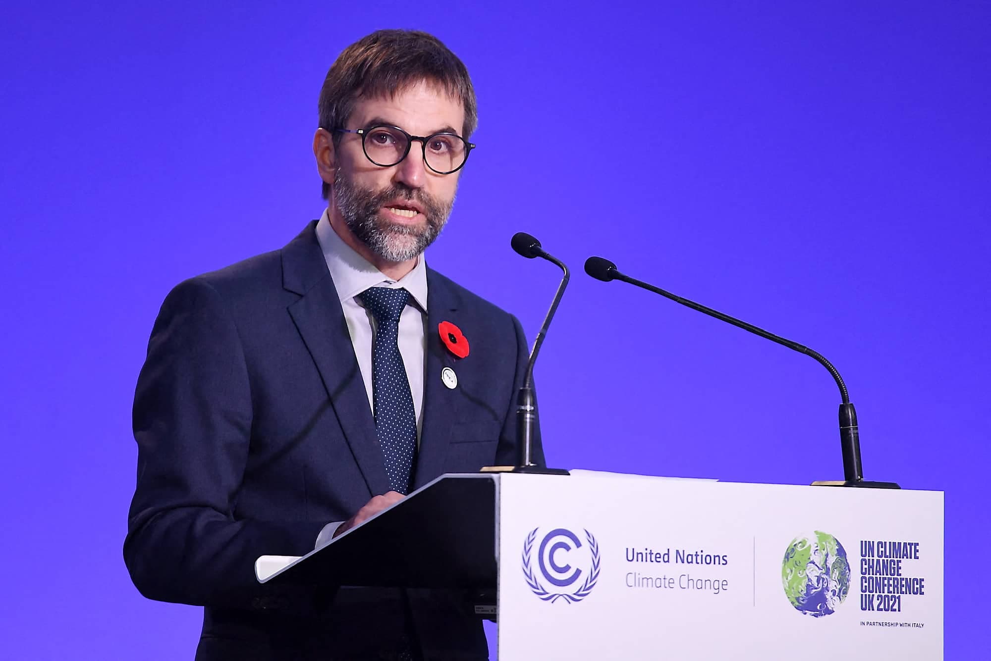 Le ministre de l’Environnement et du Changement climatique, Steven Guilbeault, à Glasgow, le 4 novembre dernier.