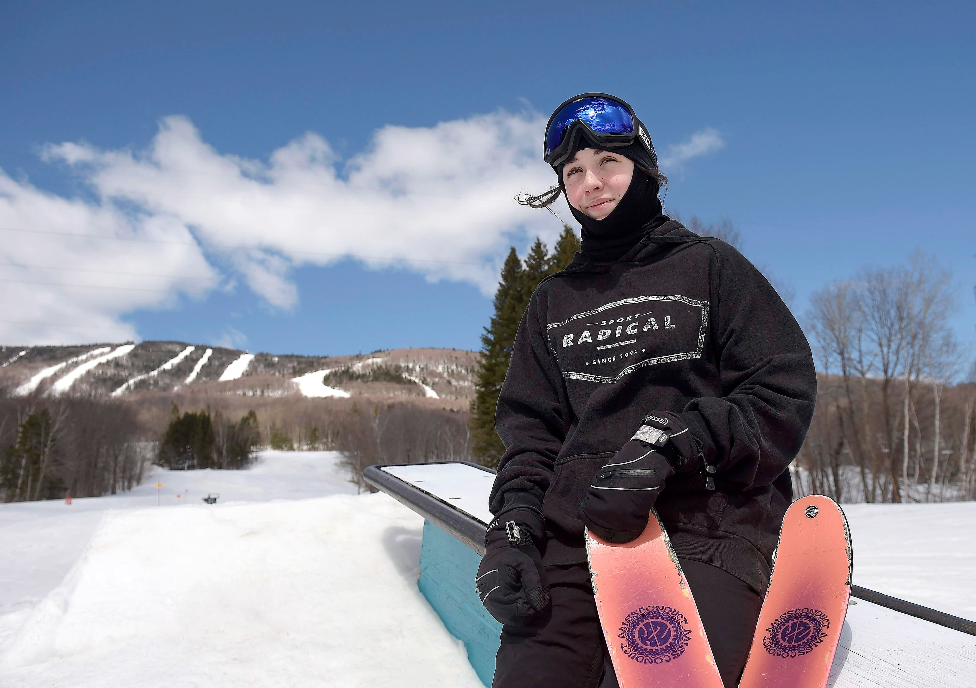 Olivia Asselin croquée à l’entraînement à Mammoth Mountain en Californie en janvier dernier.