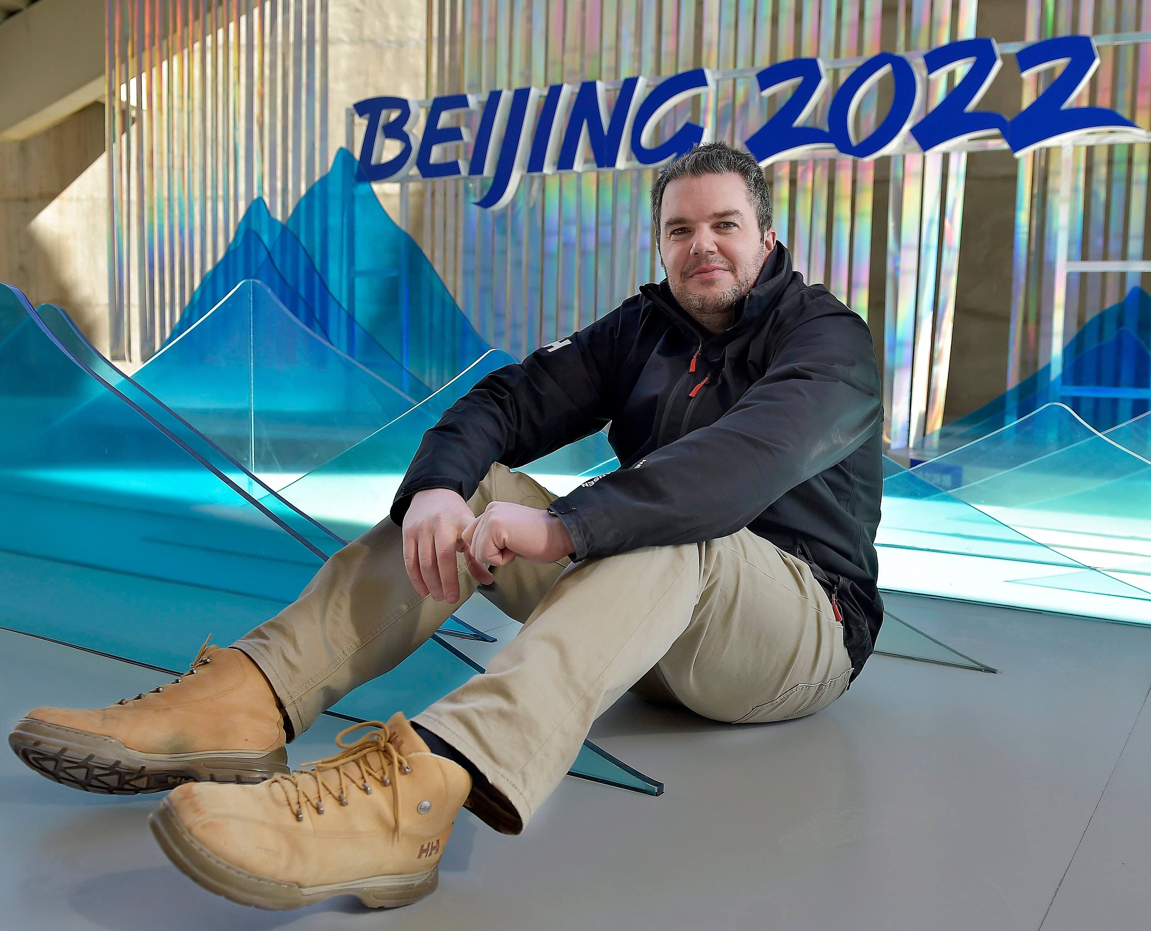 Notre journaliste François-David Rouleau au Centre des médias à Pékin.