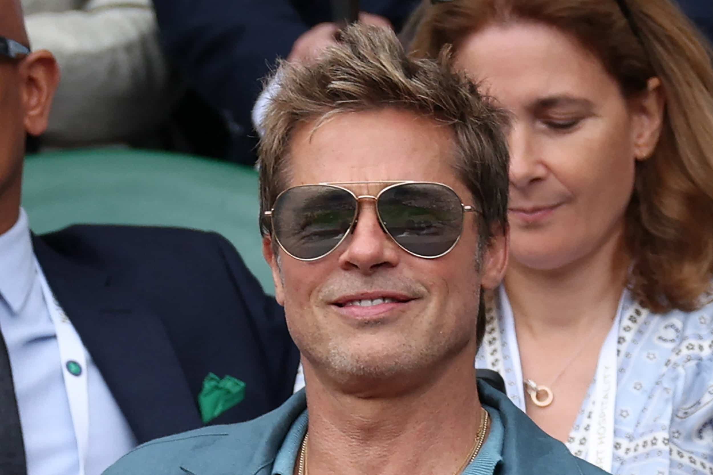 Brad Pitt dans les estrades de Wimbledon en juillet 2023.