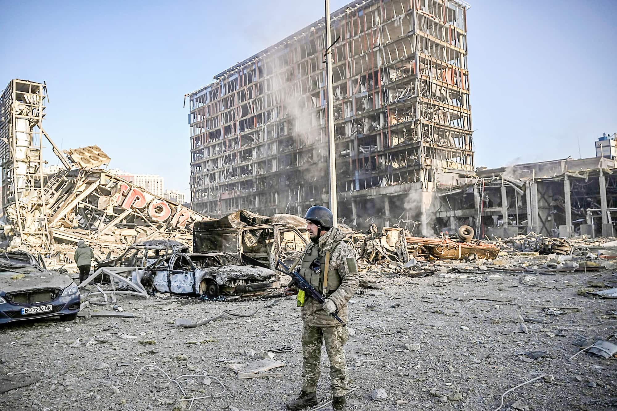 Le centre commercial en question, qui a été pulvérisé par les tirs de l’armée russe.