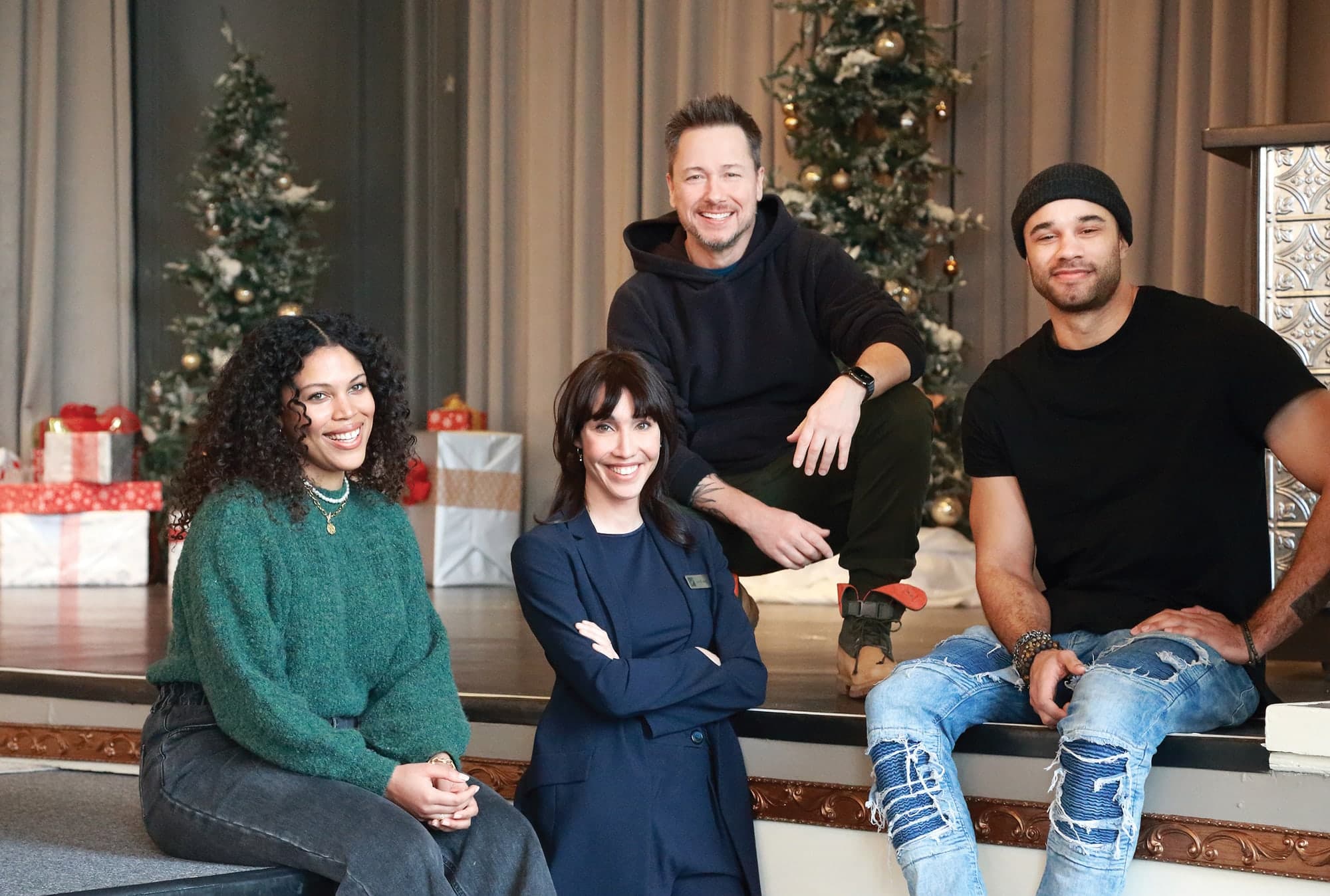 Sur le plateau de 23 décembre avec Catherine Souffront, Stéphane Rousseau et Sacha Charles.