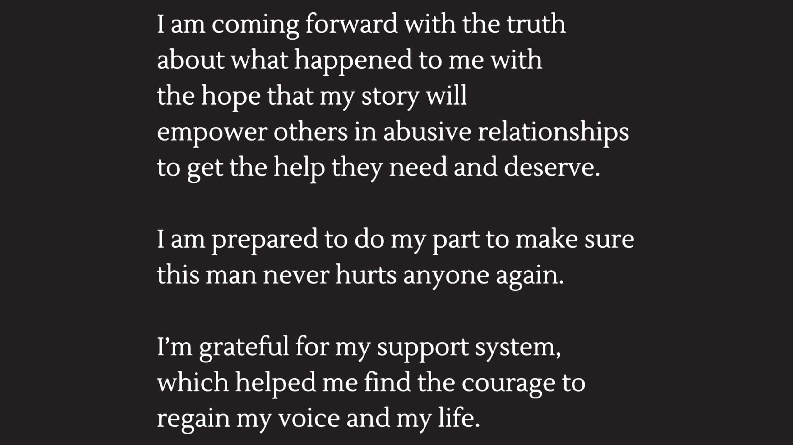 Son message d’encouragement aux victimes.