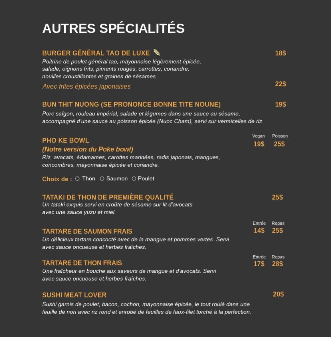 capture d'écran site web Pho King Bon