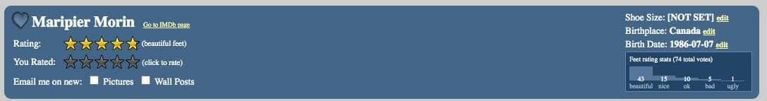 Capture d'écran / Wiki Feet