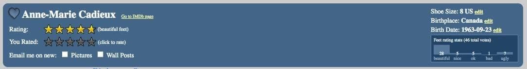 Capture d'écran / Wiki Feet