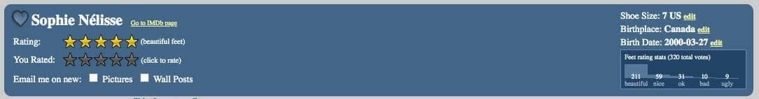 Capture d'écran / Wiki Feet