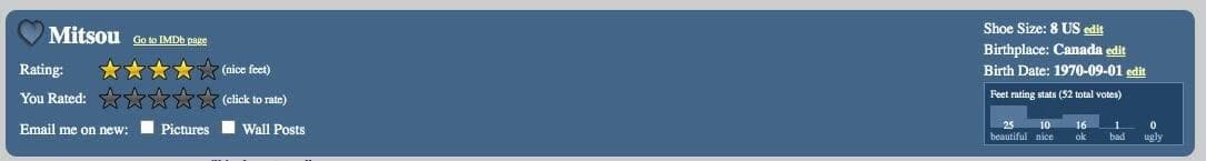 Capture d'écran / Wiki Feet