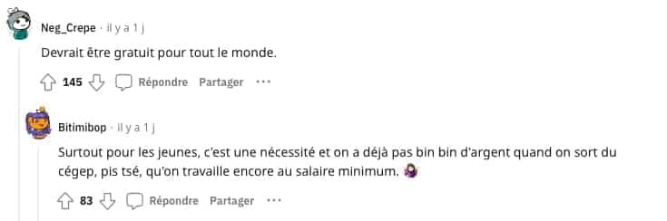 Capture d'écran Reddit