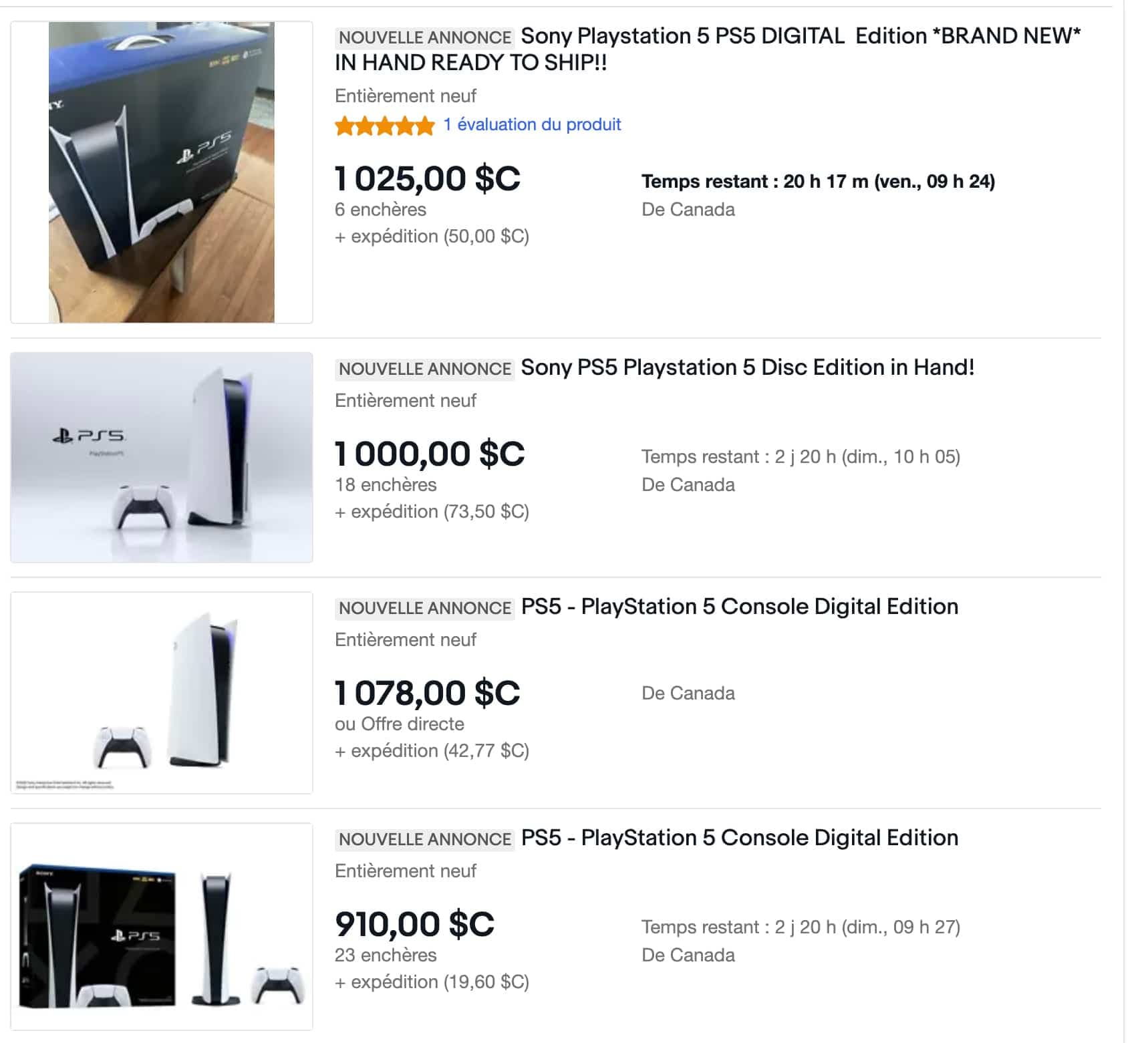 Capture d'écran eBay