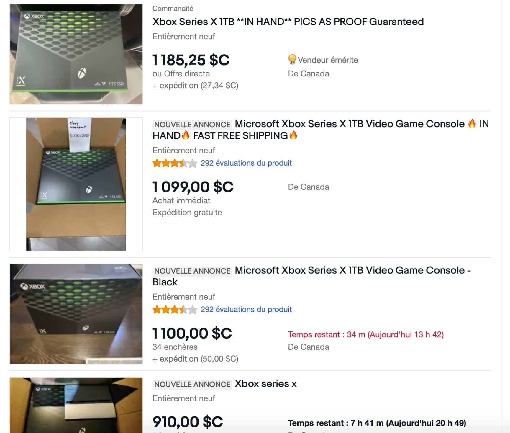 Capture d'écran eBay