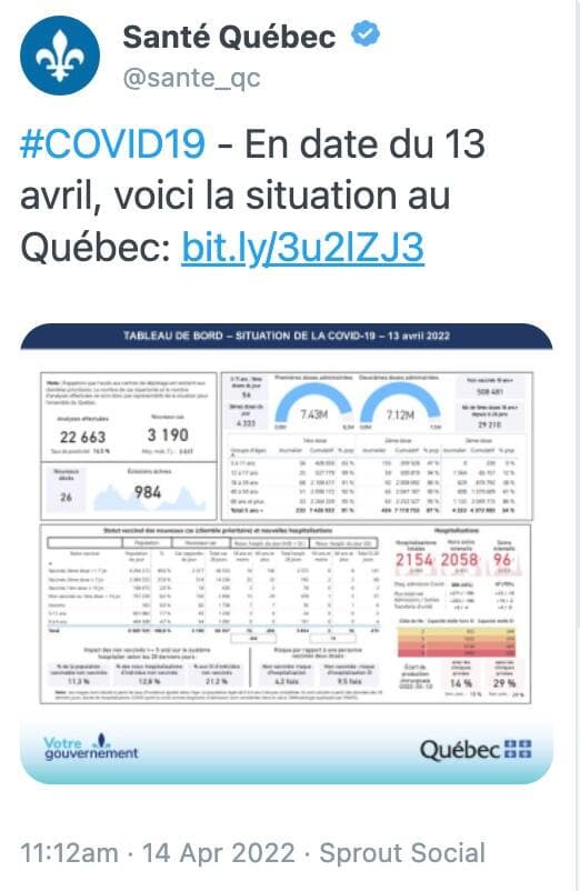 Capture d'écran / Twitter Santé Québec