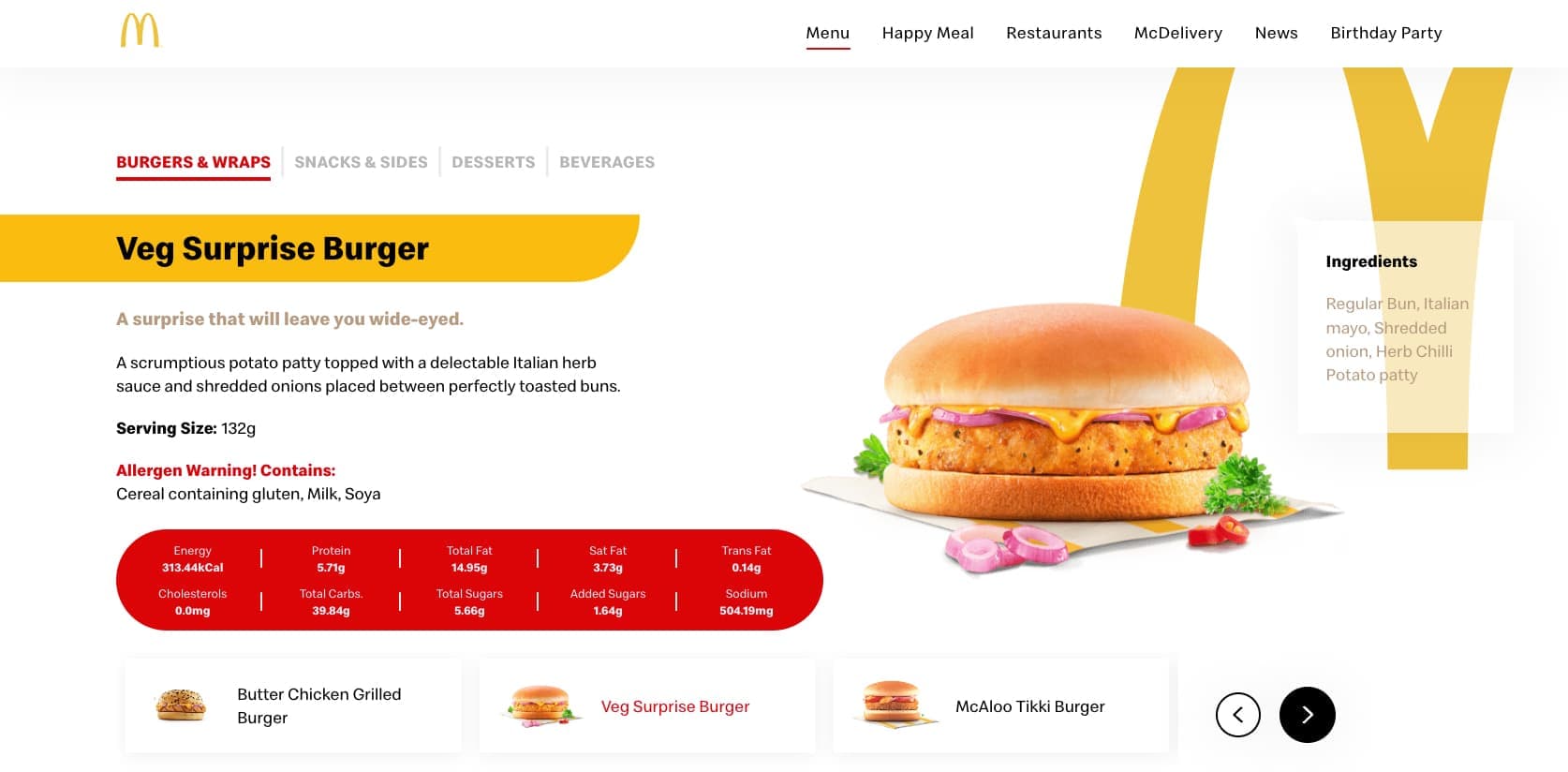 Un exemple parmi tant d'autres d'une option végée d'un McDonald's en Inde.