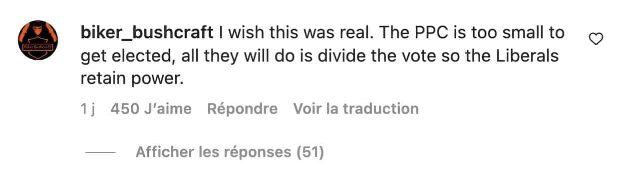 Capture d’écran Instagram