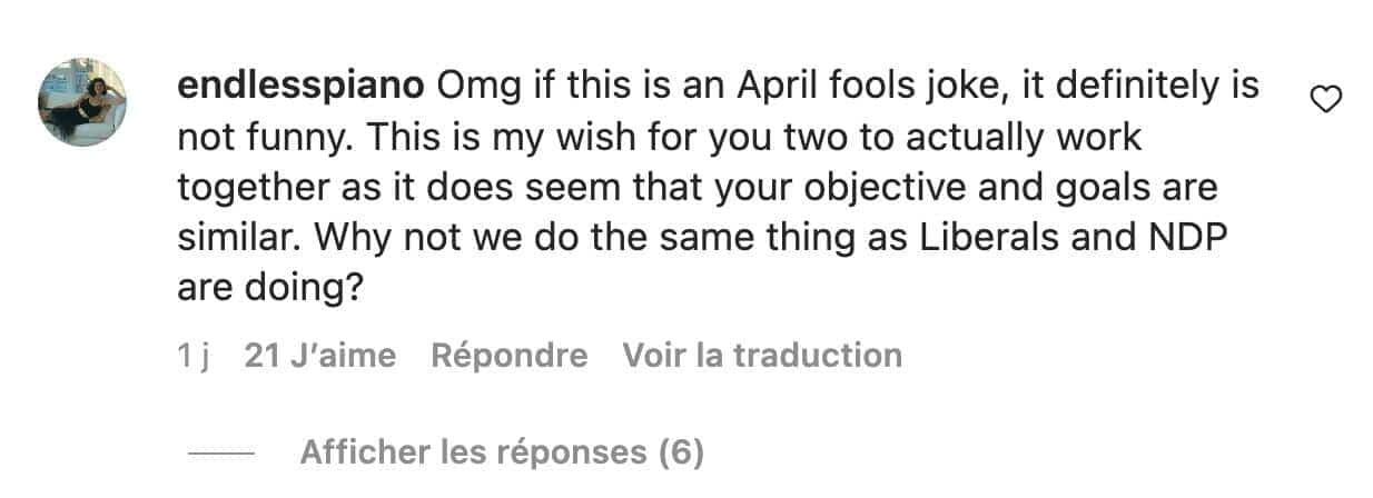 Capture d’écran Instagram