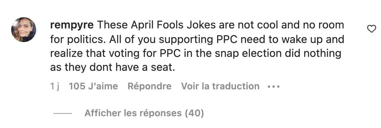 Capture d’écran Instagram