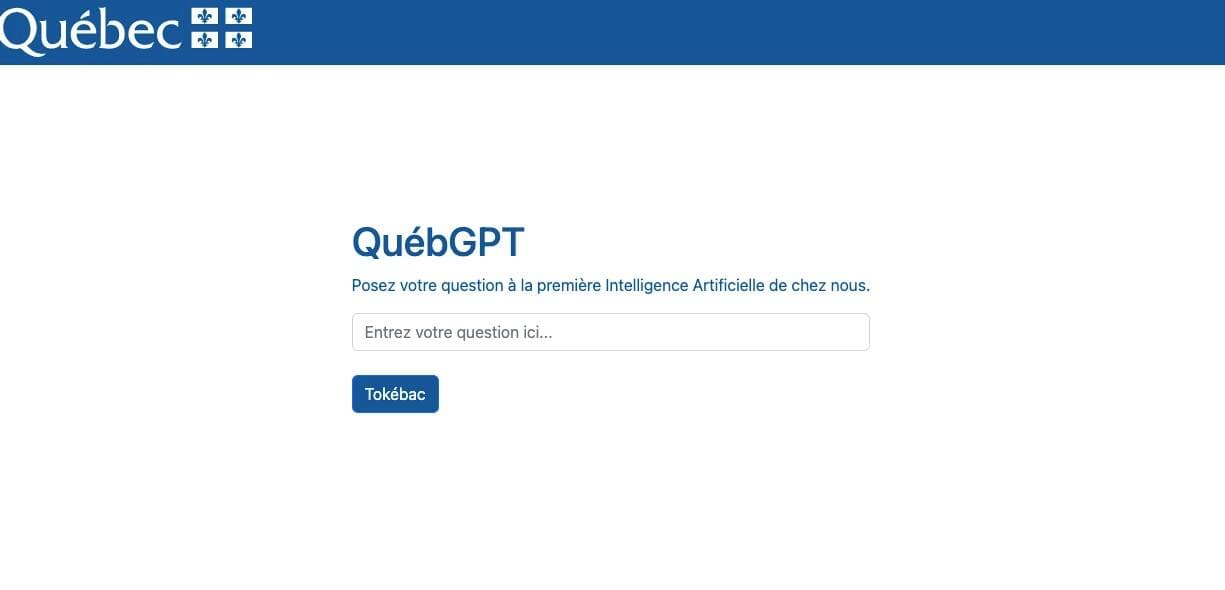La page d'accueil de QuébGPT.com