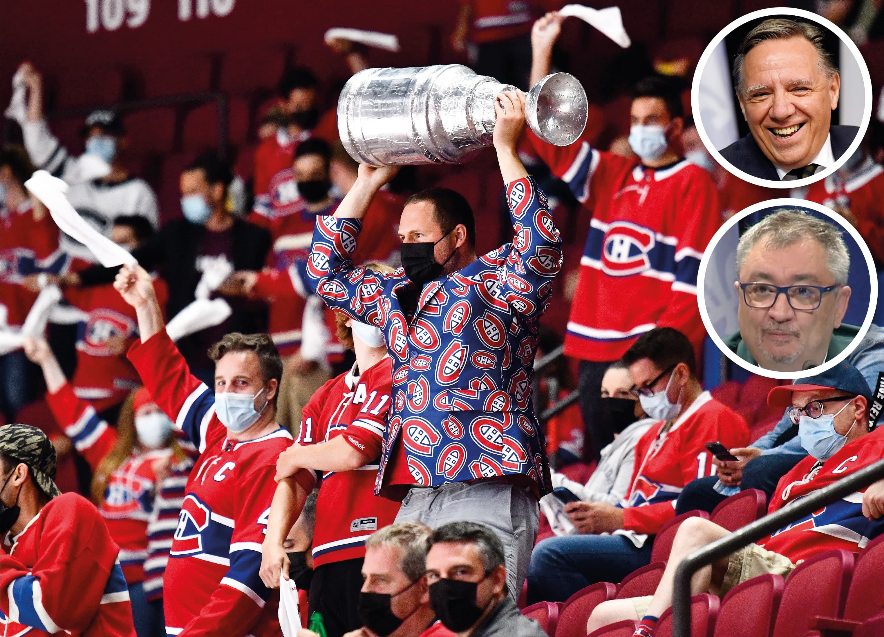 Le premier ministre François Legault (médaillon du haut) demande au directeur de santé publique, le Dr Horacio Arruda (médaillon du bas), de permettre au Canadien d’accueillir plus de spectateurs au Centre Bell pour le reste des séries.