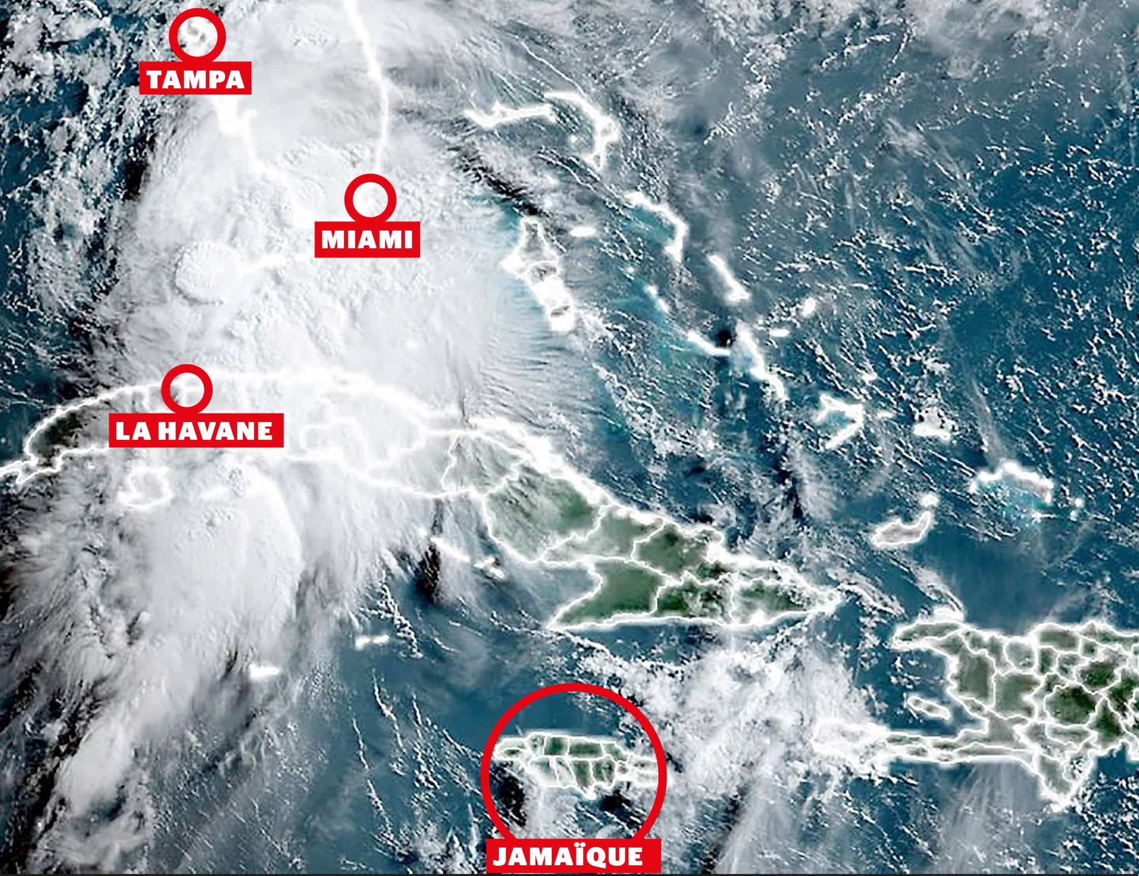 Après avoir balayé les Caraïbes, Elsa se dirigeait hier vers la côte ouest de la Floride comme le montre cette image satellite.