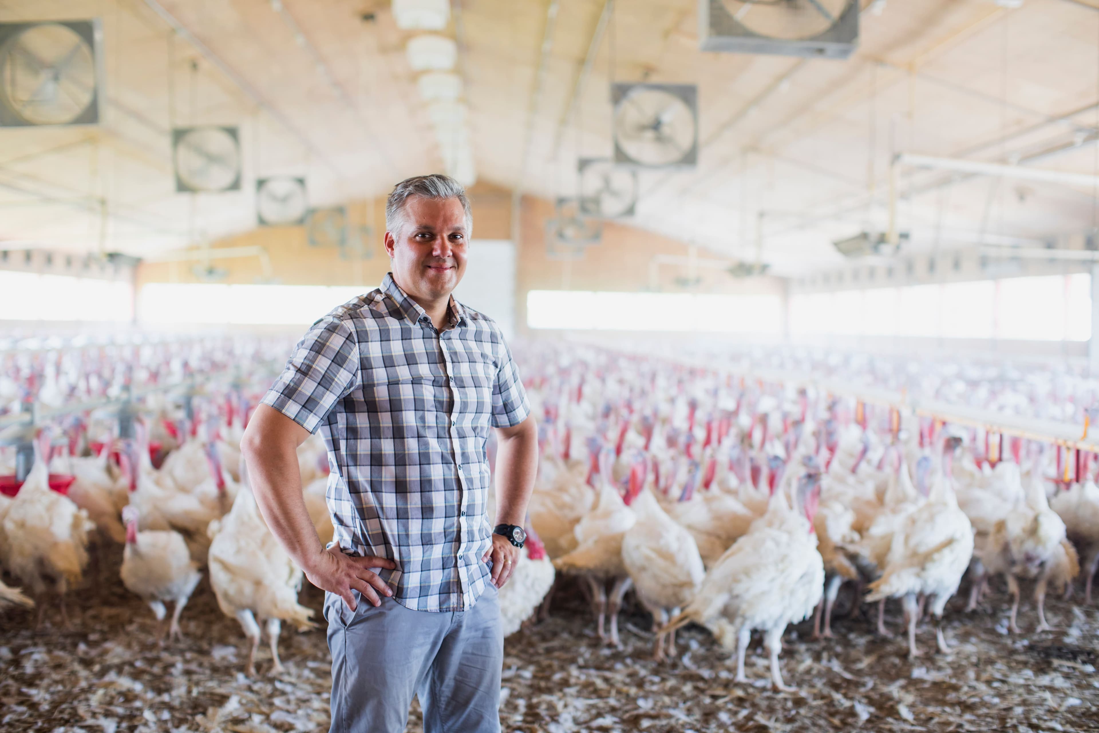 Le producteur de dindons Pierre-Luc Leblanc est président de la fédération des Éleveurs de Volailles du Québec, une association représentant 148 éleveurs de dindons et 655 éleveurs de poulets.