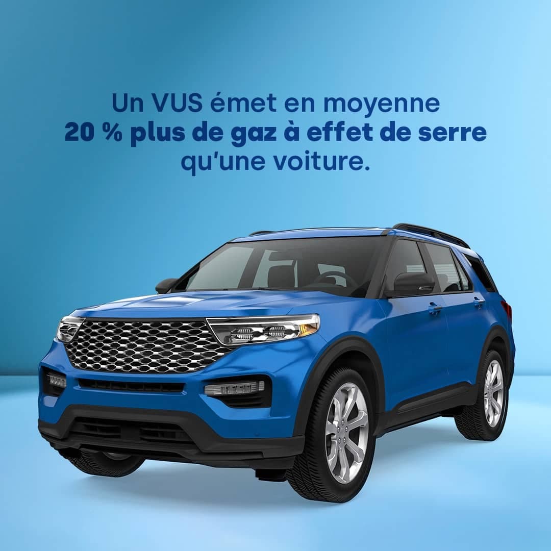 L'une des publicités de la campagne Pas de VUS pour moi d'Équiterre.