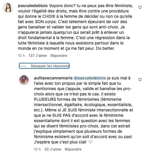 Capture d'écran Instragram