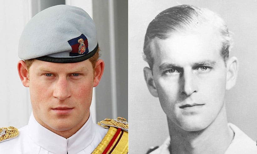 Prince Harry à gauche et son grand-père paternel, le prince Philip (mari de la Reine) à droite